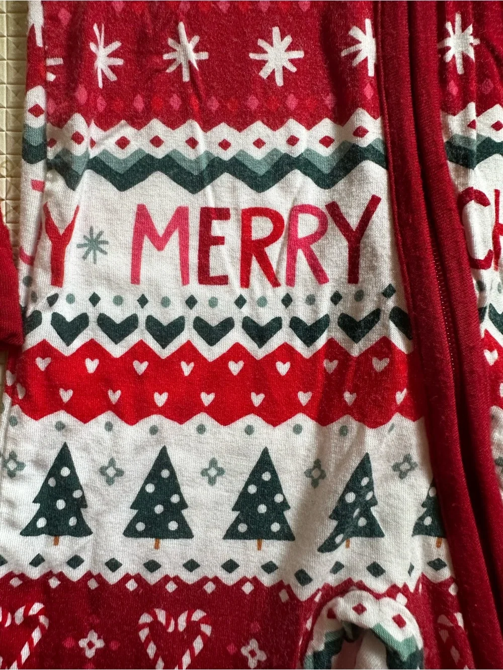 Little Sleepies Red Holiday Snowman Zippy
